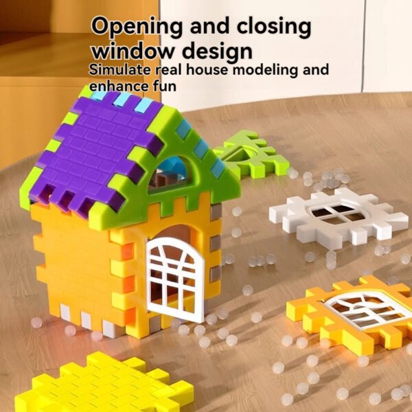 Children's House Building Blocks Assembled Toys Puzzle Large Particle Square Wall Window Model Puzzle 3 Years Old 6 Girls and Boys - Image 3